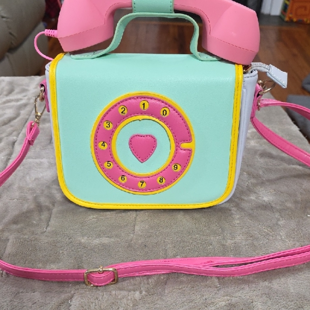 Retro‎ Phone Purse Crossbody/Backpack Pastels UNTESTED Corded Zips EUC
